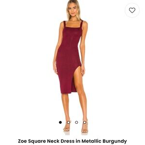 Superdown Zoe Square Neck dress in Metallic Burgundy from Revolve